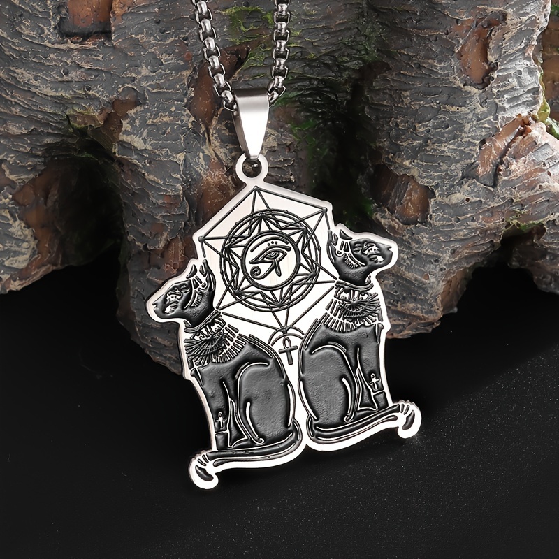 Creative Stainless Steel Hexagram Eye of Horus Cat God Pendant Necklace